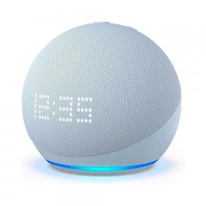 Amazon Echo Dot 5th Gen with clock con asistente virtual Alexa, pantalla integrada color cloud blue 110V/240V