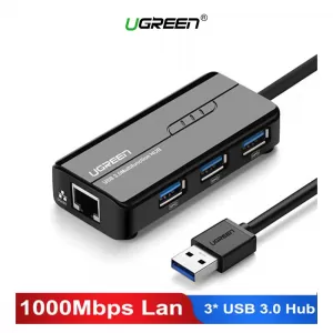 Adaptador HUB Ugreen RJ45 Ethernet + Usb 3.0 Mac Nintendo Box