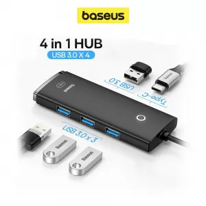 Adaptador Baseus USB-C 4en1 HUB , 4X USB 3.0 para MacBook Pro, iPad, Tablets, Chromecast