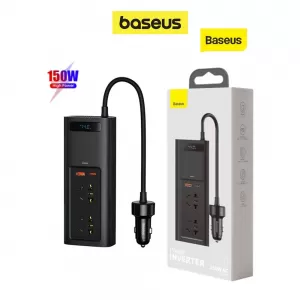 Inversor de Corriente Baseus de 150W, USB, Tipo C, Pantalla LCD, Para Auto y Camioneta