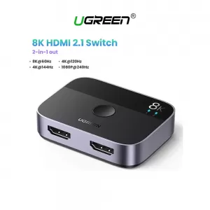 Adaptador Splitter Switch 2en1 UGREEN HDMI 2.1 8K 4K 120Hz Dolby AC