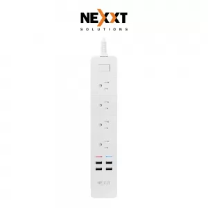 Extensión inteligente Wi-Fi Nexxt 4 tomacorrientes universales y 4 puertos de carga USB 220V 1.8m