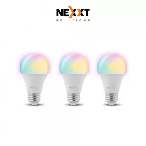Pack x 3: Focos led inteligente Nexxt NHB-C1203 luces multicolor, wifi, 9w, tipo de bombilla A19