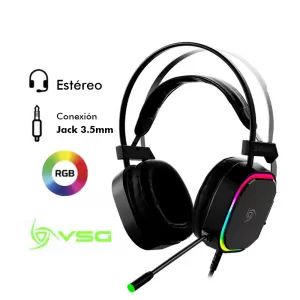 AUDIFONO VSG GEMINI | 3.5MM | ESTEREO | RGB | NEGRO