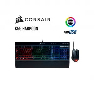 TECLADO + MOUSE GAMING CORSAIR K55 RGB PRO + HARPOON 