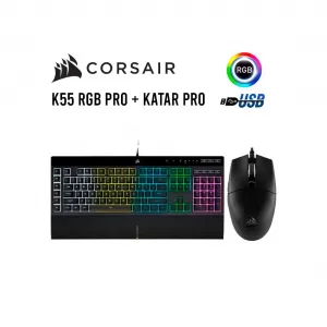 TECLADO + MOUSE GAMING CORSAIR K55 RGB PRO + KATAR PRO