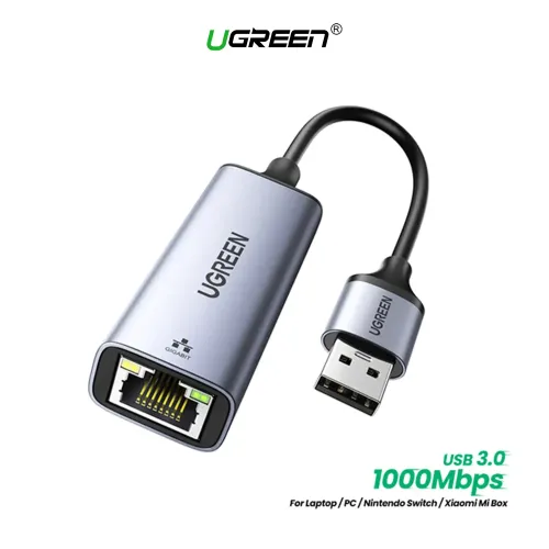 Adaptador UGREEN USB 3.0 a Ethernet RJ45 Para Nintendo Switch, Windows, macOS y más