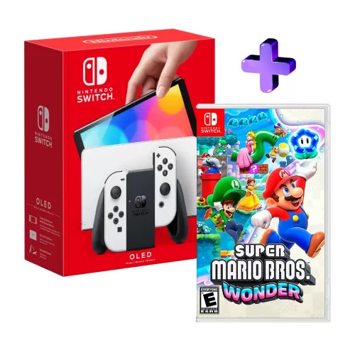 PACK CONSOLA NINTENDO SWITCH OLED BLANCO +VIDEOJUEGO SUPER MARIO WONDER SWITCH