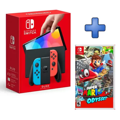 PACK CONSOLA   NINTENDO SWITCH OLED + VIDEOJUEGO MARIO ODYSSEY 
