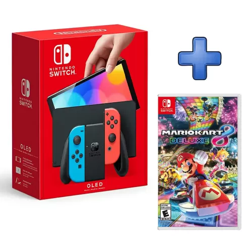 PACK NINTENDO SWITCH OLED NEON  + VIDEOJUEGO MARIO KART 8 DELUXE 