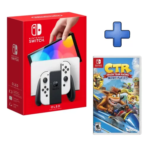 PACK CONSOLA NINTENDO SWITCH OLED BLANCO + VIDEOJUEGO CRASH CTR NITRO FUELED 