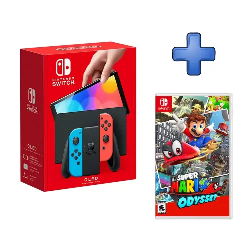 PACK CONSOLA   NINTENDO SWITCH OLED + VIDEOJUEGO MARIO ODYSSEY 