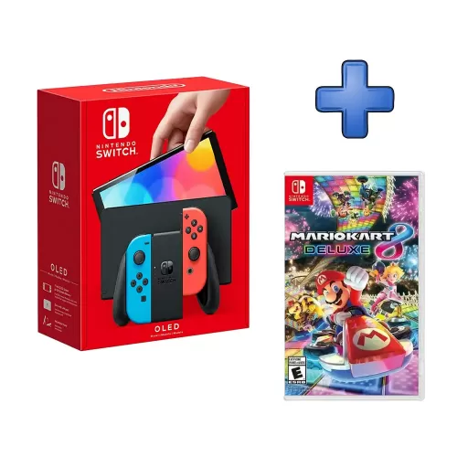 PACK NINTENDO SWITCH OLED NEON  + VIDEOJUEGO MARIO KART 8 DELUXE 